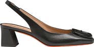 Santoni Leather mid-heel slingback
