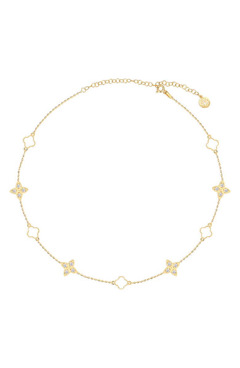 GABI RIELLE Effortless Staples Bloom & Luck Charm Necklace, Main, color, Gold/White