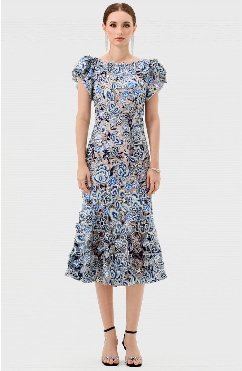 Bariano Peri Flutter Sleeve Midi, Main, color, Blue