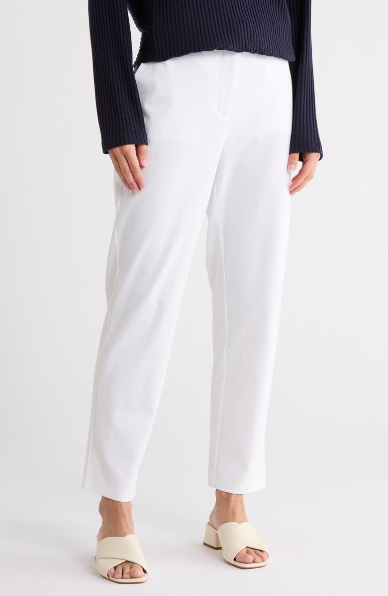 Eileen Fisher High Waist Ponte Knit Slim Ankle Pants, Main, color, White