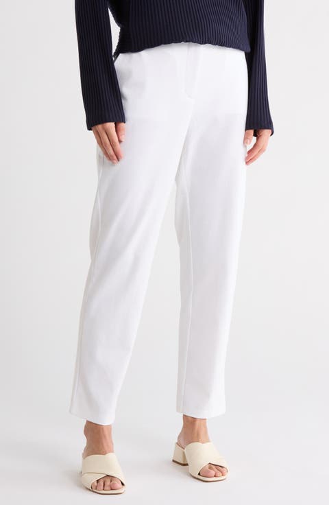 High Waist Ponte Knit Slim Ankle Pants (Regular & Petite)