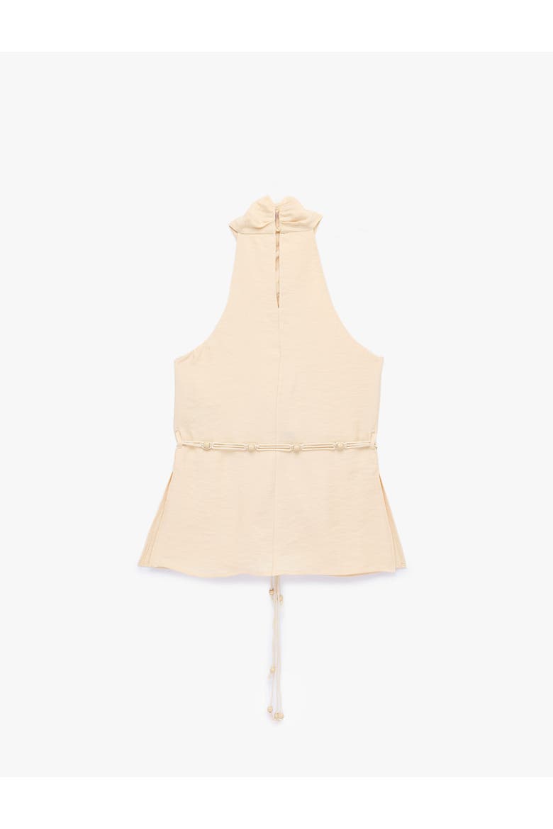 Twisted Halter Neck Top with Belt Detail, Alternate, color, BEIGE