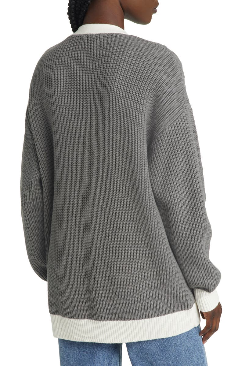 Treasure & Bond Varsity Mix Stitch Tipped Cardigan, Alternate, color,