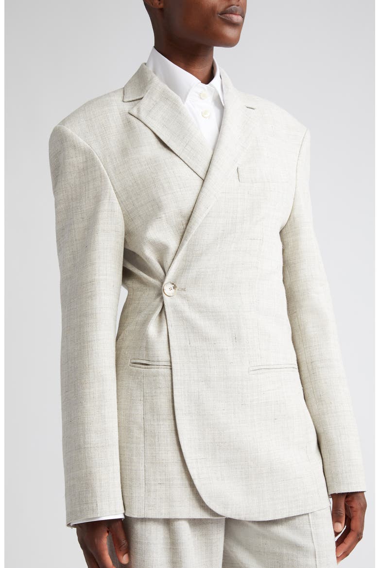 Overlap Blazer, Alternate, color, STONE MELANGE