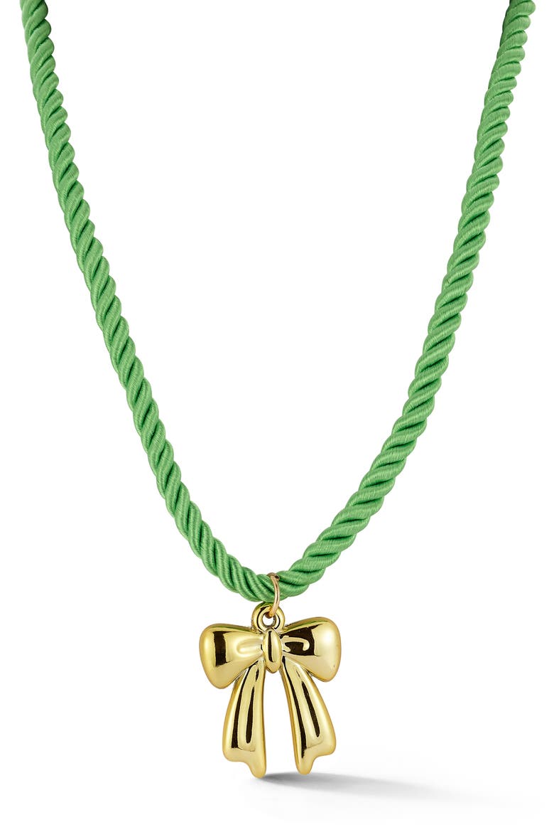 Bow Pendant Cord Necklace, Main, color, GOLD