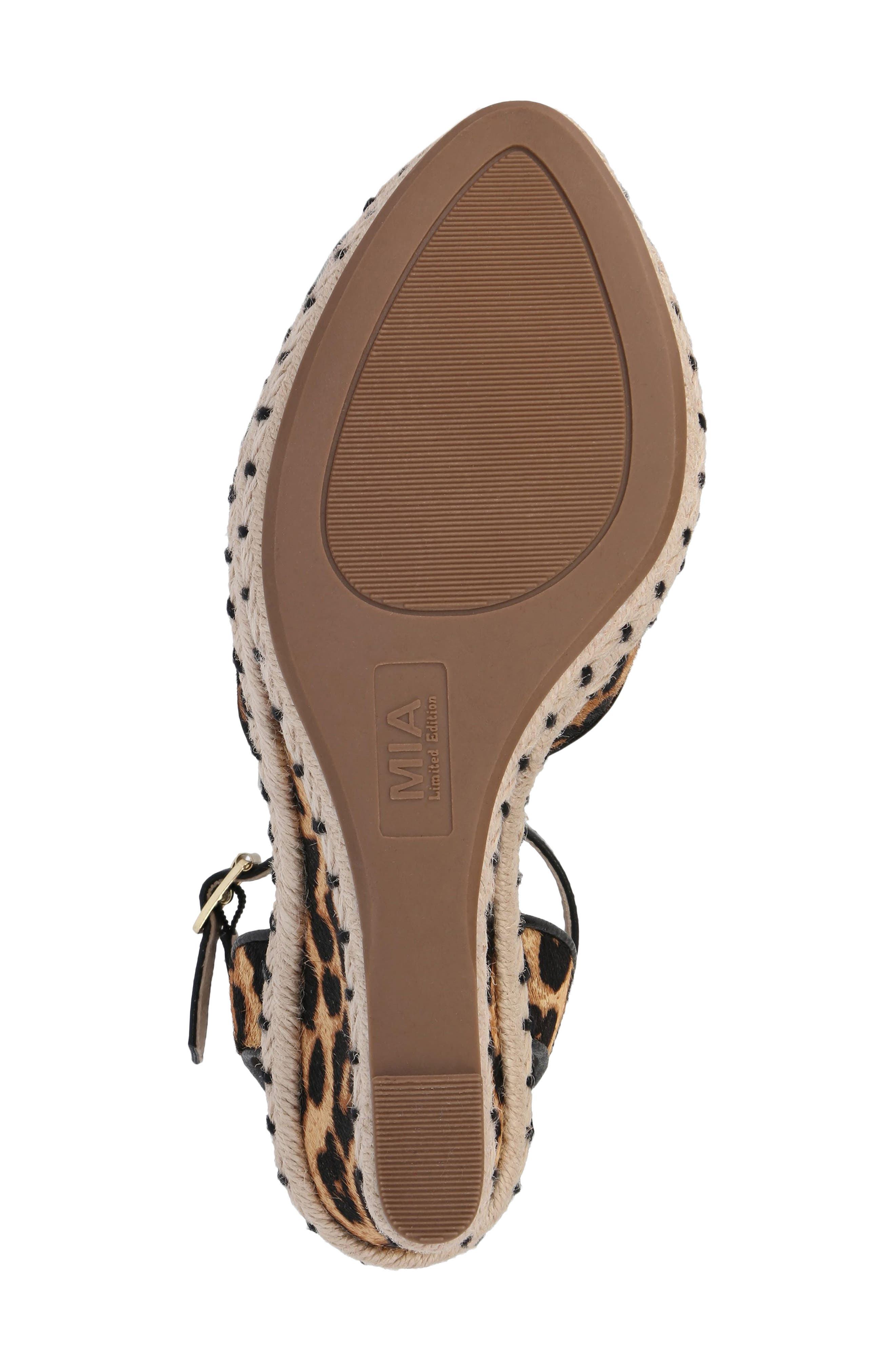 MIA Mallorca Ankle Strap Espadrille Genuine Calf Hair Platform Wedge Sandal, Alternate, color, Leopard Calf Hair