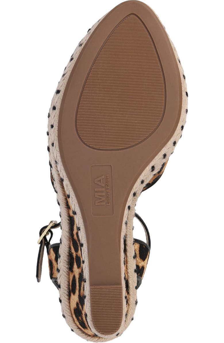 MIA Mallorca Ankle Strap Espadrille Genuine Calf Hair Platform Wedge Sandal, Alternate, color, Leopard Calf Hair