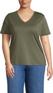 Lands' End Plus Size Supima Cotton V-Neck T-Shirt