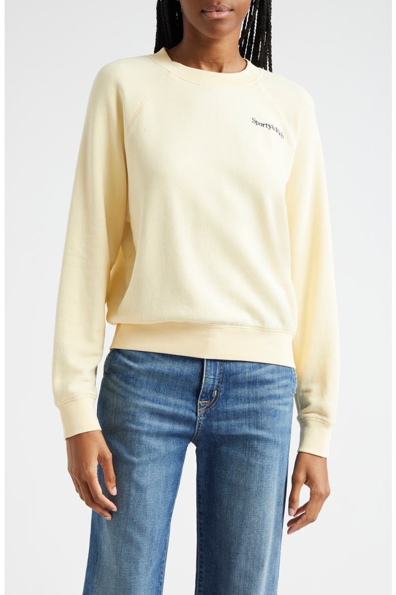 Embroidered Logo Cotton Graphic Sweatshirt, Main, color, ALMOND