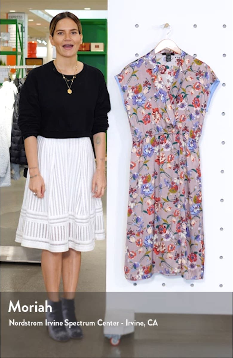 Floral Print Faux Wrap Midi Dress, sales video thumbnail