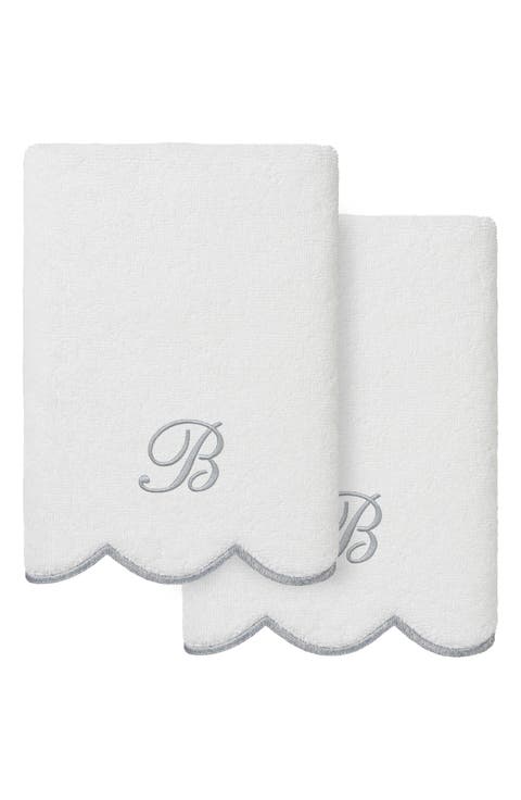 Scallop Personalized Monogram 2-Piece Hand Towel Set