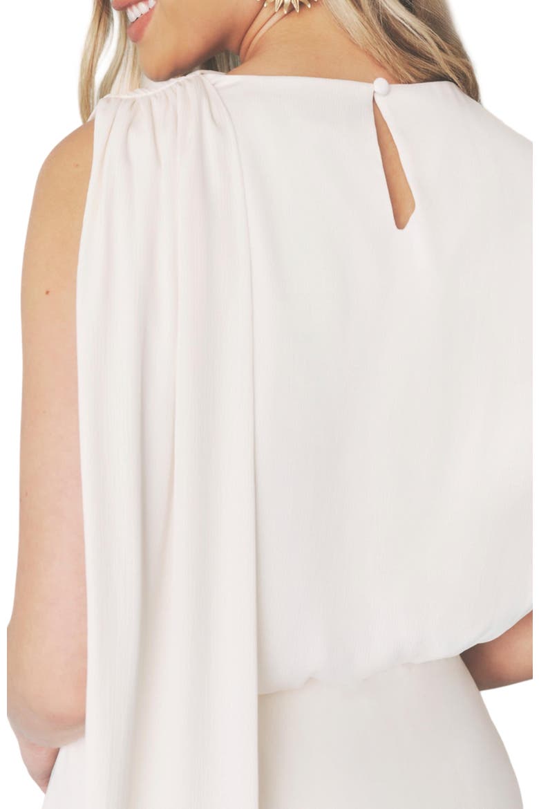 Satin Drape Detail High Neck Top, Alternate, color, Ivory