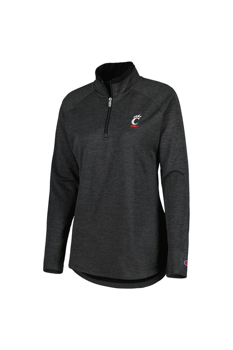 Women's Champion Black Cincinnati Bearcats Core Raglan Quarter-Zip Jacket, Alternate, color, Heather Black