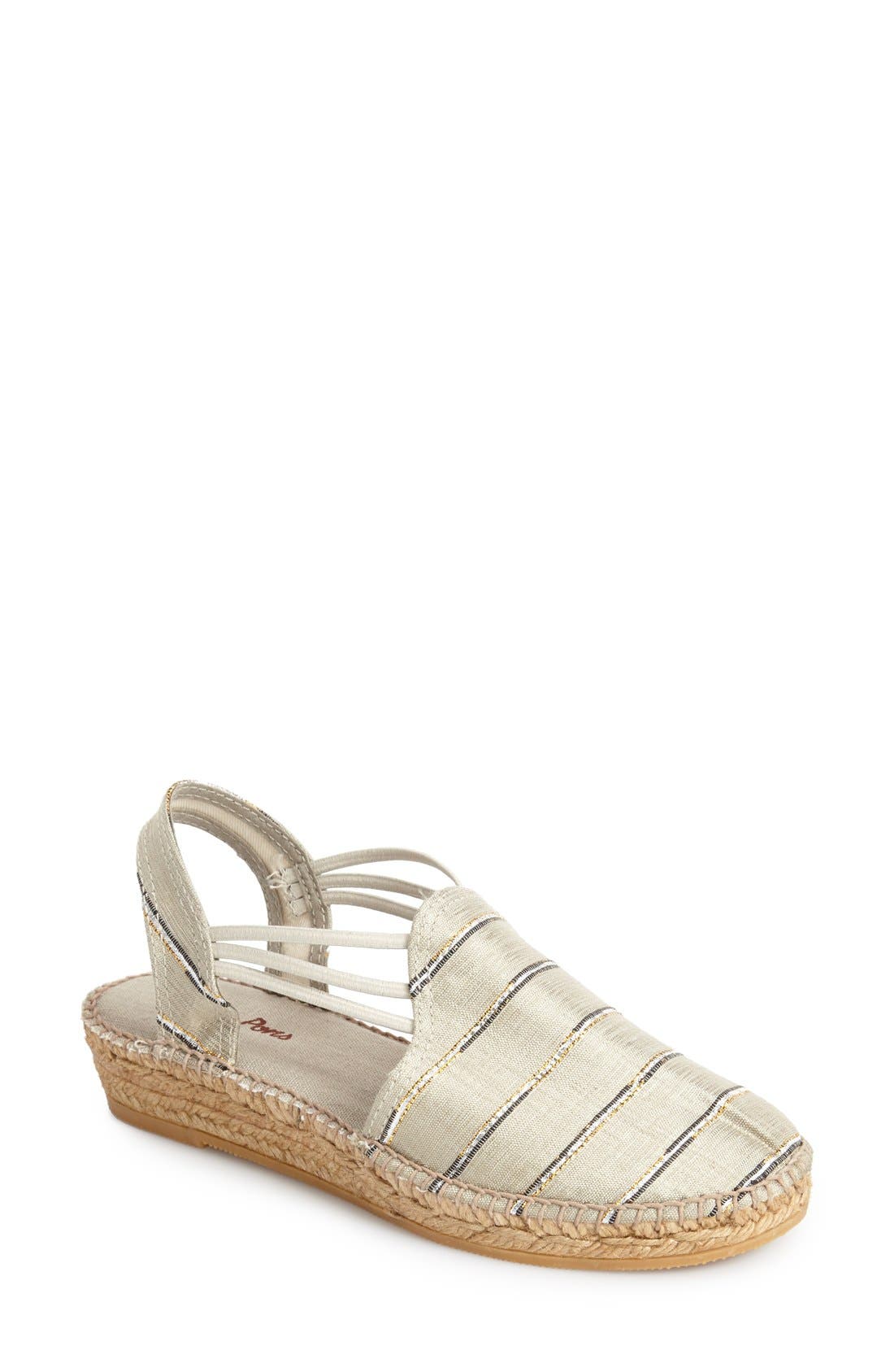'Nantes' Silk Stripe Sandal, Main, color, STRIPE NATURAL