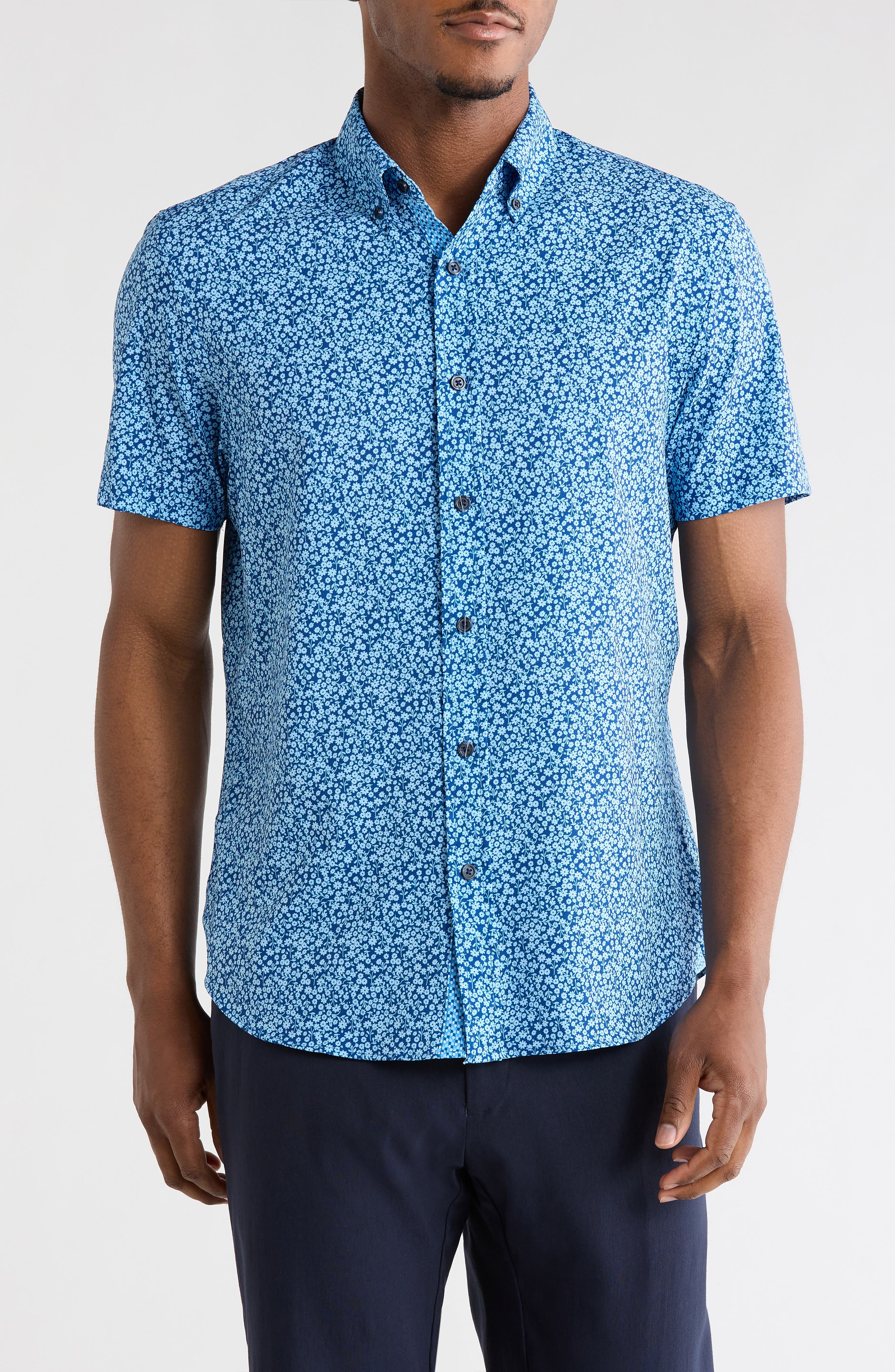 CONSTRUCT Floral Short Sleeve Woven Button-Down Shirt