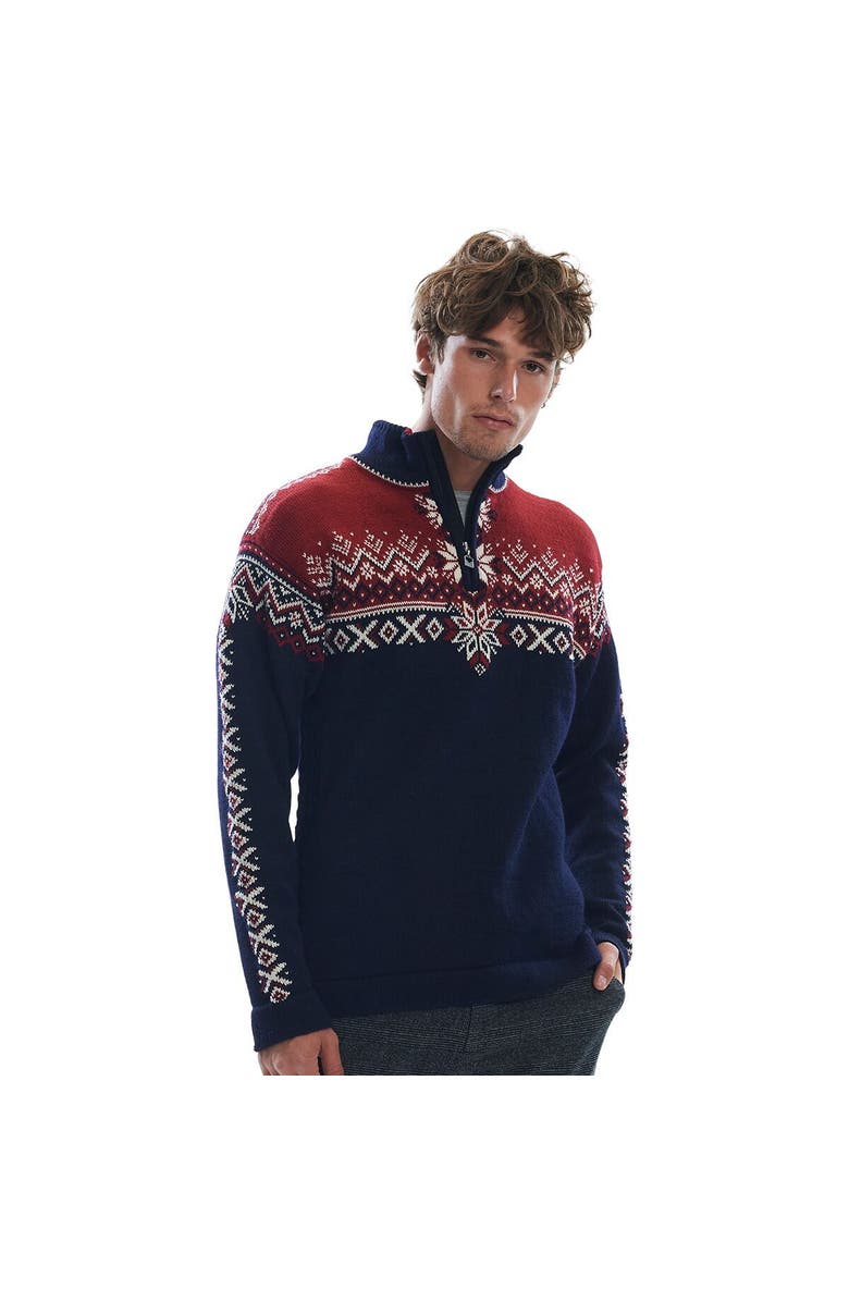 Dale of Norway 140Th Anniversary Sweater - Men's, Main, color, Navy/Red Rose/Off White