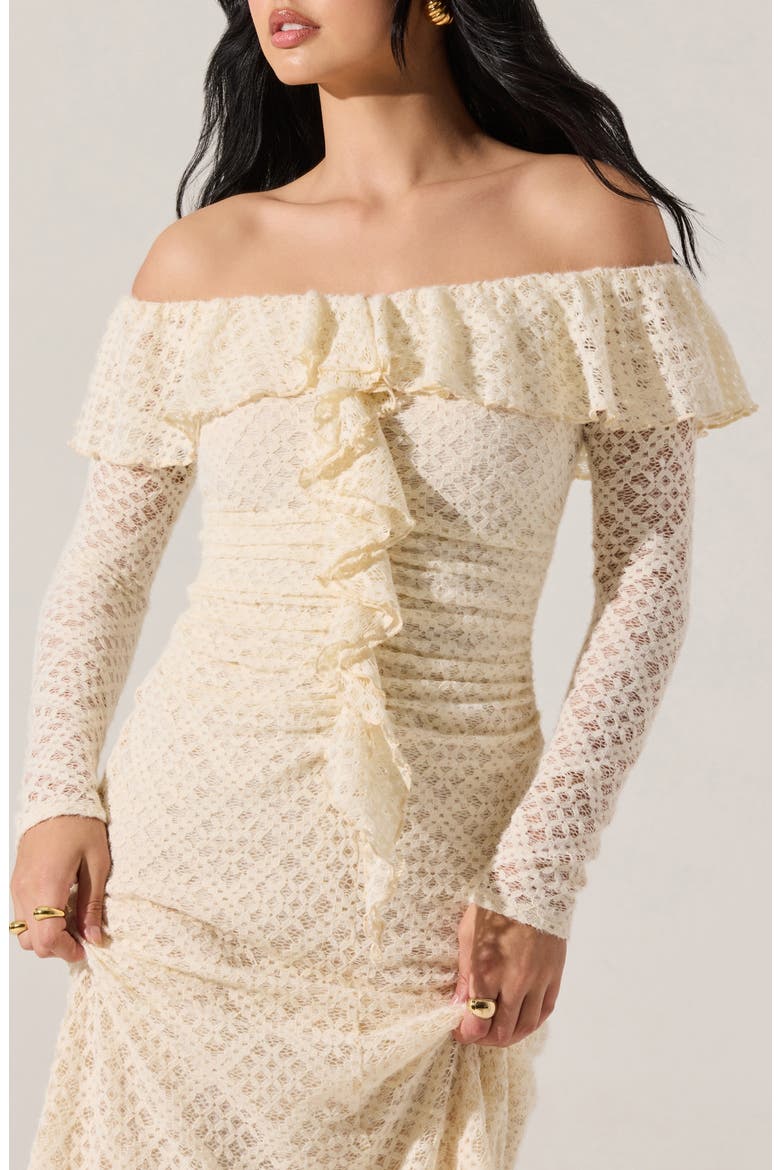 astr the label dorian off shoulder maxi dress Dorian Lace Long Sleeve Off the Shoulder Maxi Dress (Women)