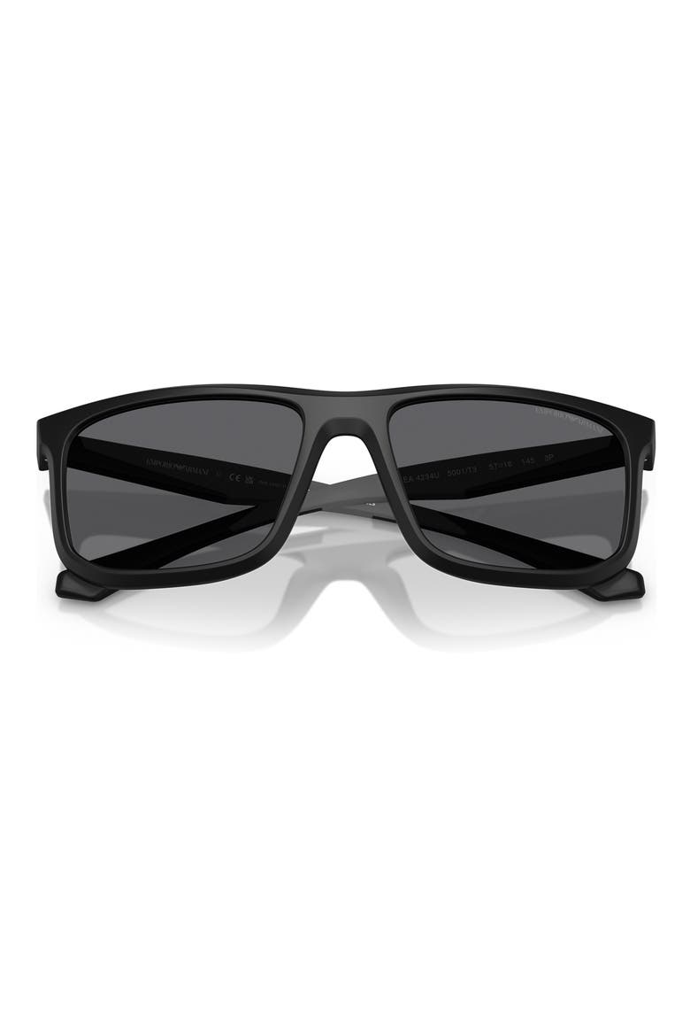 57mm Polarized Square Sunglasses, Alternate, color, MATTE BLACK / GREY POLAR