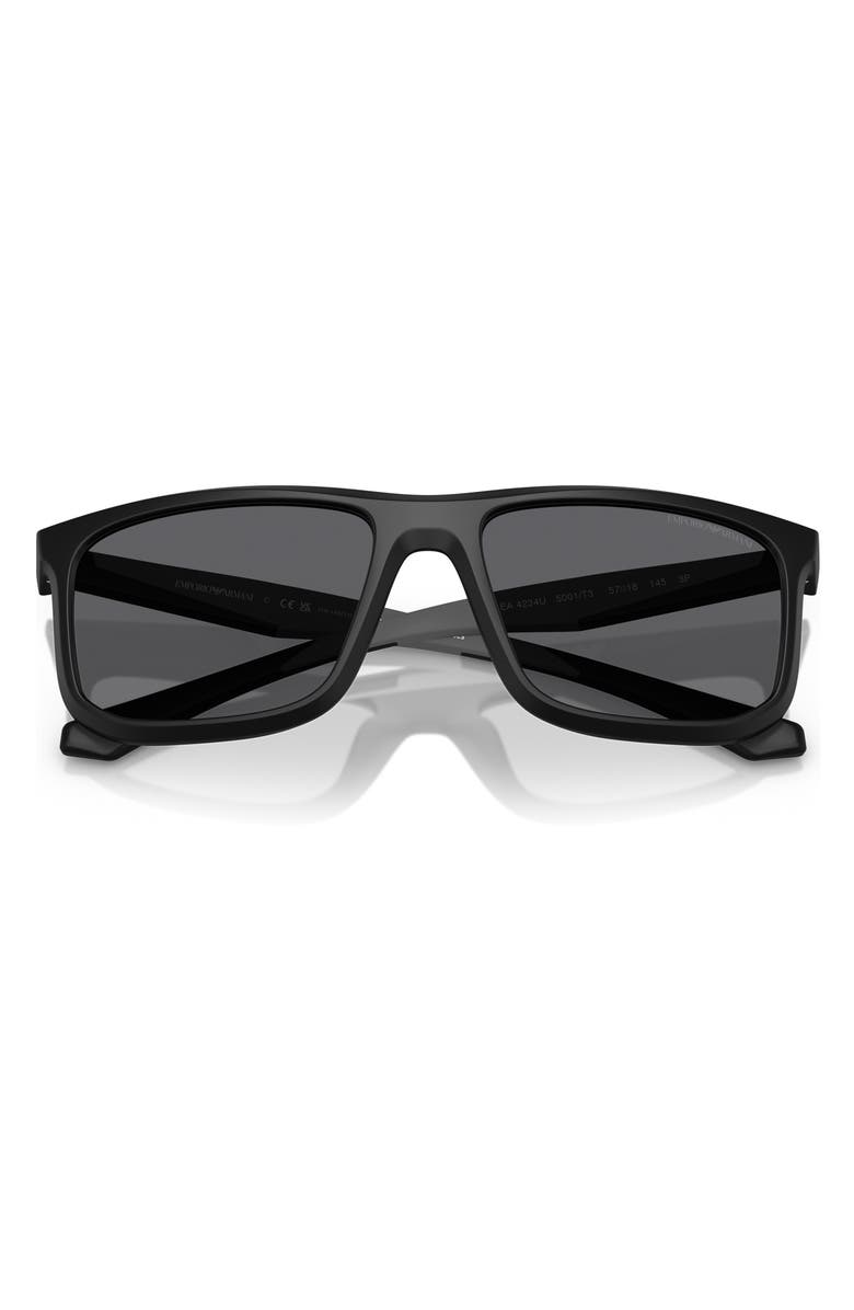 Emporio Armani 57mm Polarized Square Sunglasses, Alternate, color, Matte Black / Grey Polar