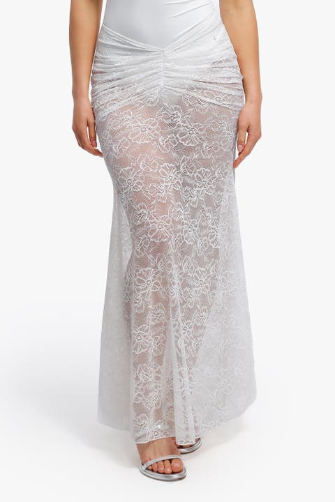 Lace Fishtail Coverup Maxi Mermaid Skirt