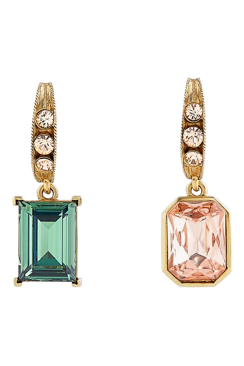 Mismatch Drop Earrings, Main, color, ROSE/ CHRYSOLITE