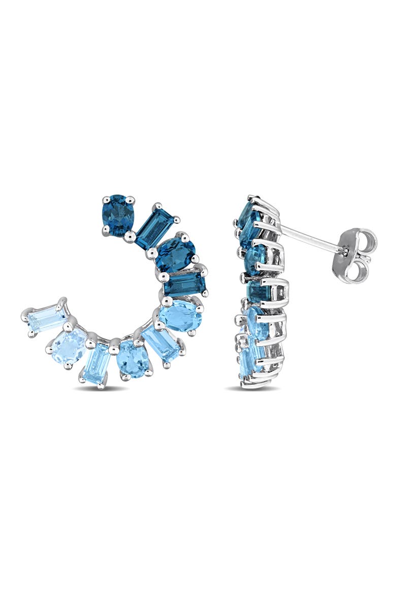 Julianna B. Blue Topaz Curved Earrings Sterling Silver, Main, color, Blue Topaz