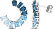 Julianna B. Blue Topaz Curved Earrings Sterling Silver