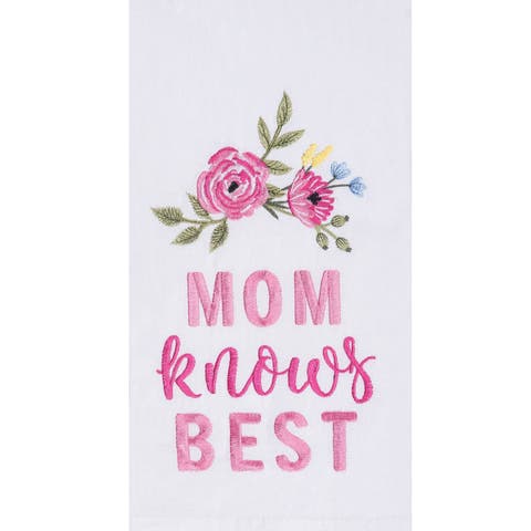 Mom Knows Best Embroidered Cotton Flour Sack Kitchen Towel