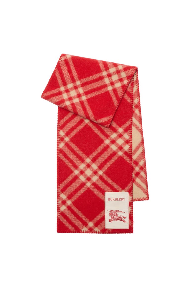 Check Wool Scarf, Main, color, Crayon red