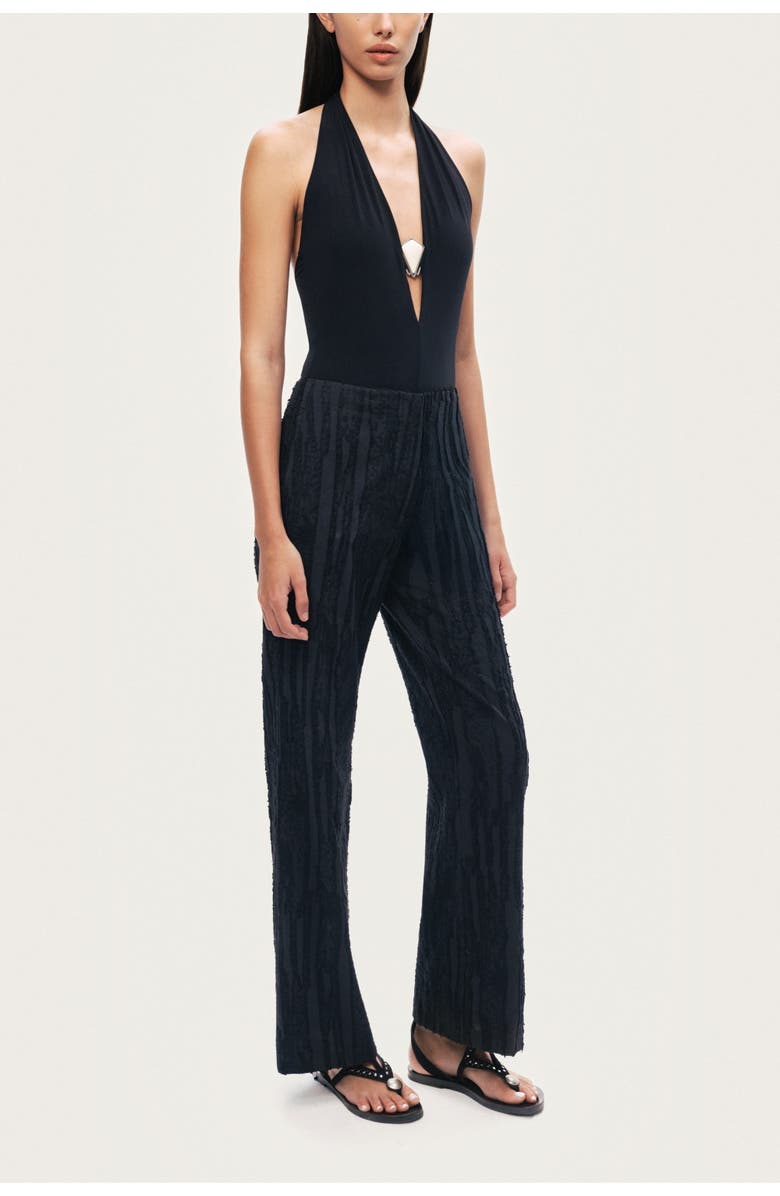 Nocturne Halter Deep V Blouse, Alternate, color, Black