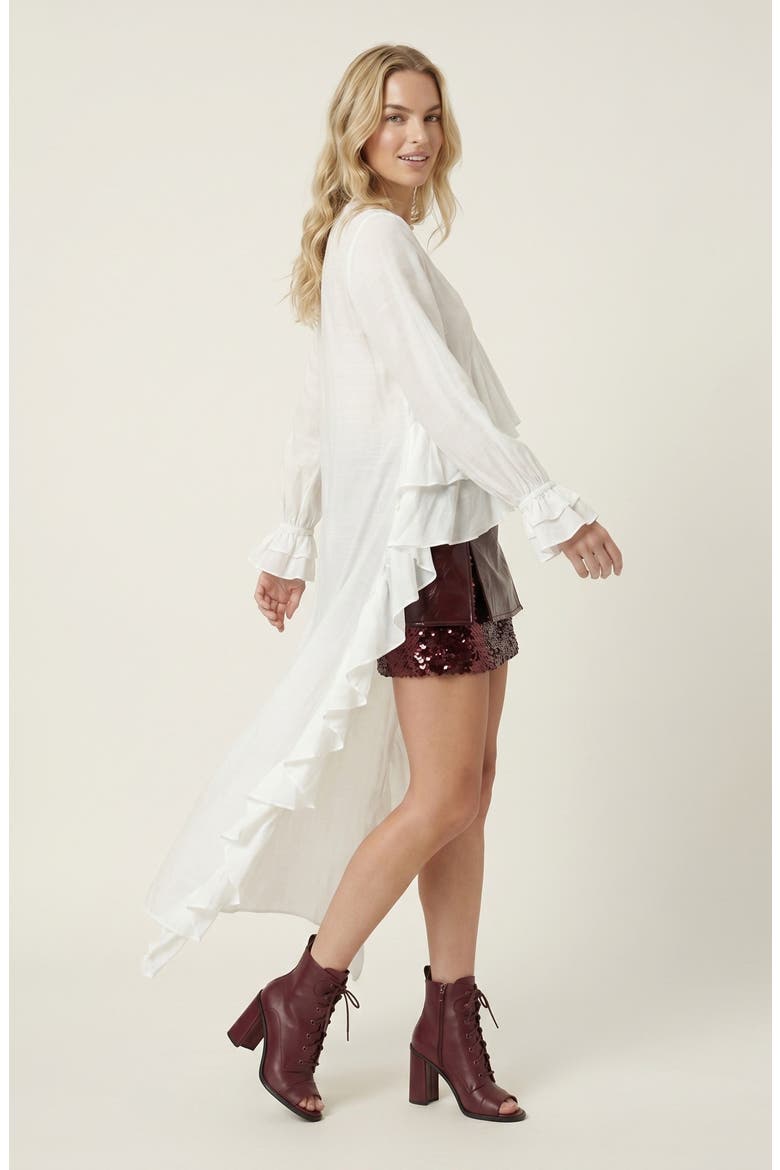 Ruffle Trim High Low Blouse, Alternate, color, Ivory