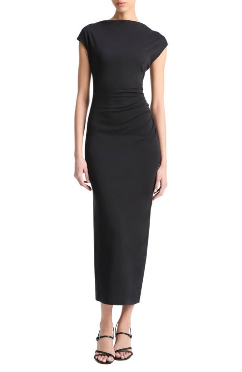 Vince Cowl Neck Pima Cotton Midi Dress In Black