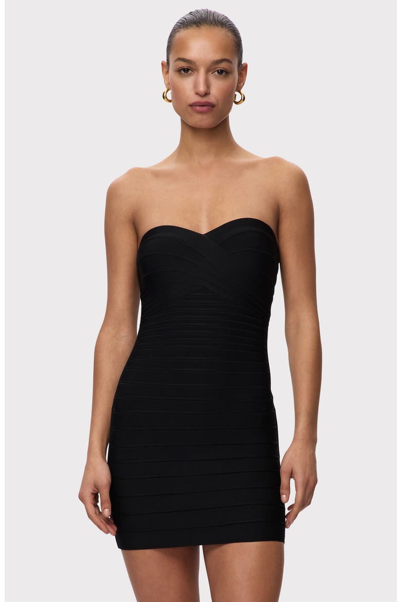 Strapless Bandage Minidress, Alternate, color, BLACK