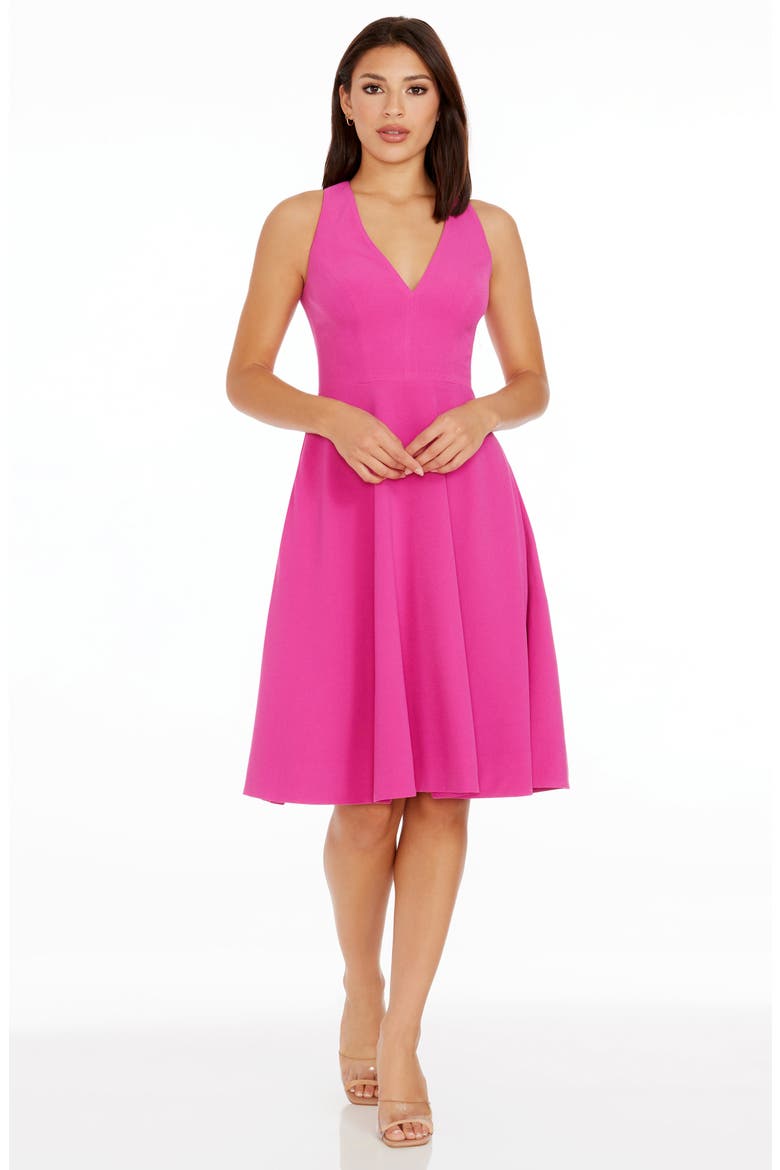 Catalina Fit & Flare Cocktail Dress, Alternate, color, BRIGHT FUCHSIA
