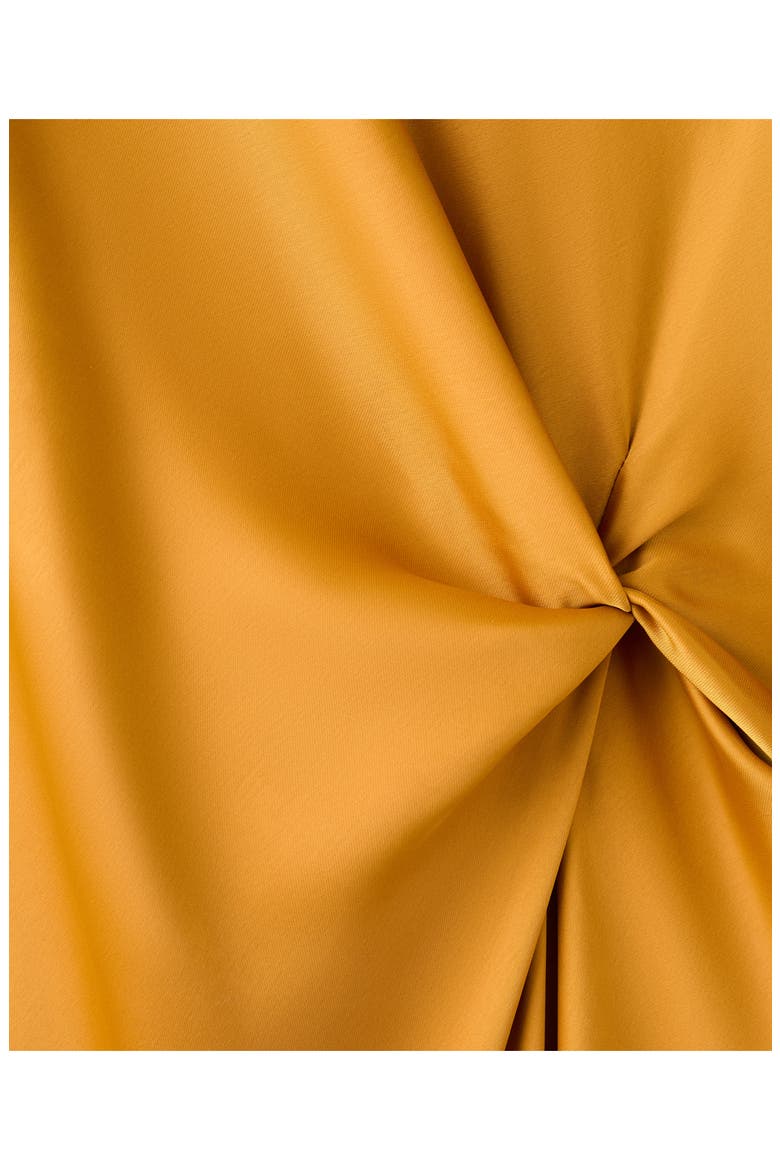 Twist Flutter Sleeve Satin Dress, Alternate, color, OCHRE