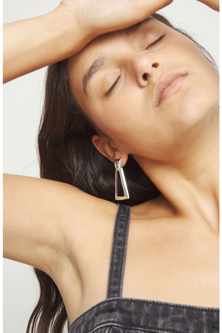 Silver-tone Sculptural Drop Earrings, Alternate, color, Silver