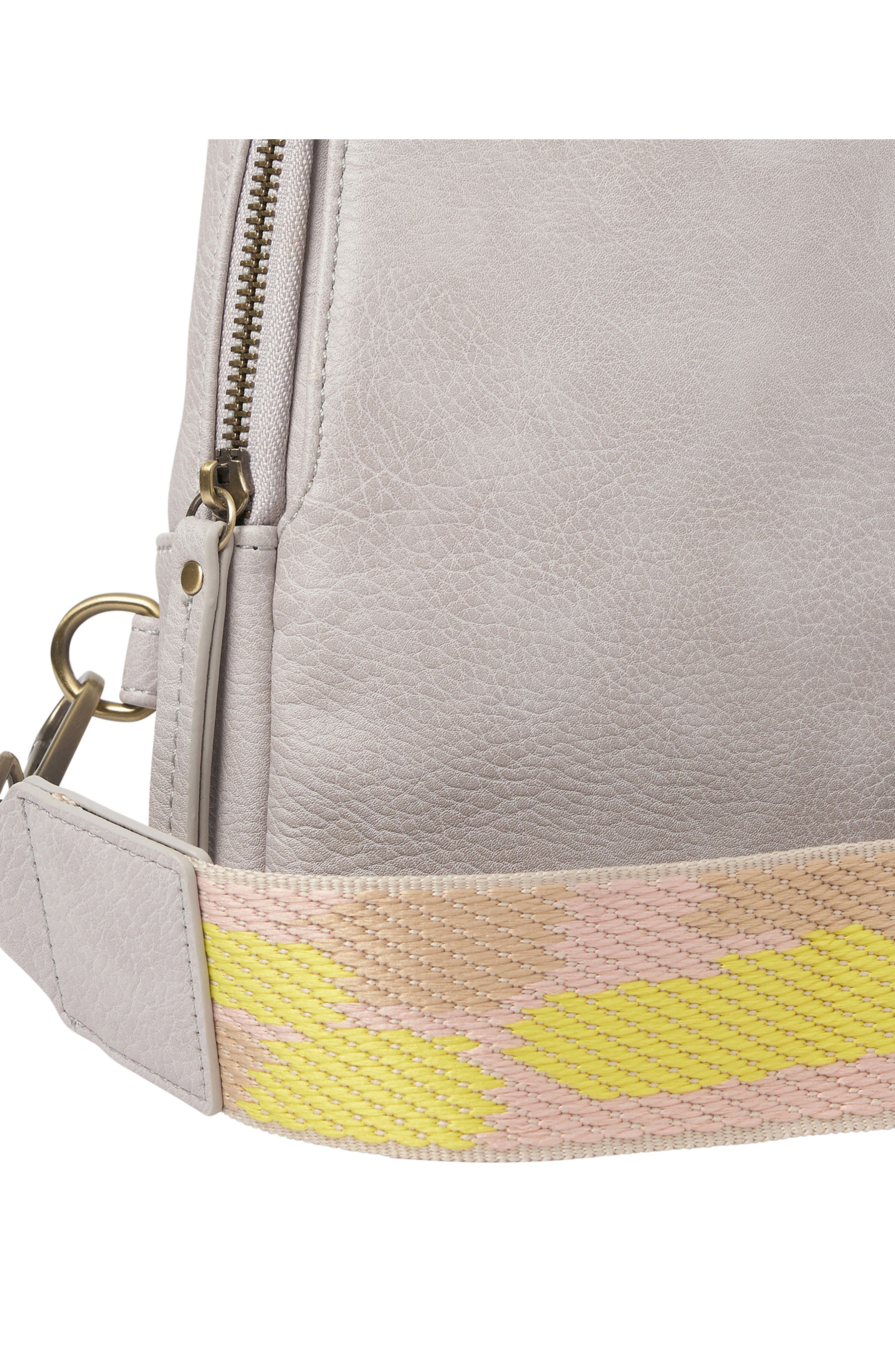 Urban Originals Liberty Vegan Leather Messenger Bag, Alternate, color, Grey/ Pink