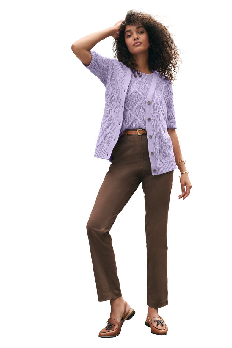 Elbow Sleeve Cable Cardigan, Main, color, PALE LILAC