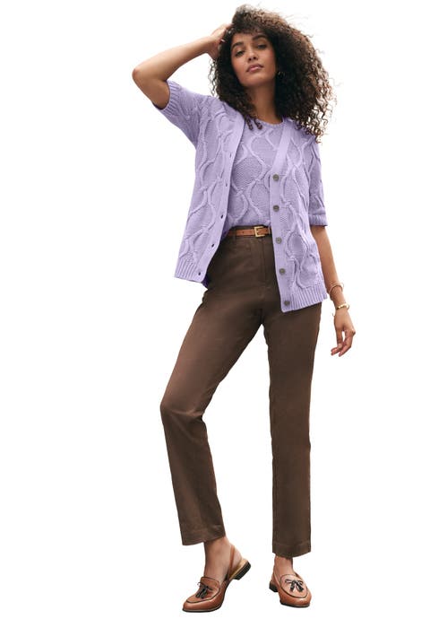 Elbow Sleeve Cable Cardigan (Plus Available)