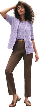 Jessica London Elbow Sleeve Cable Cardigan