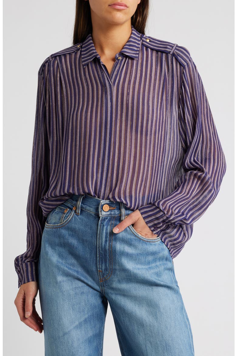Ginger Metallic Stripe Shirt, Main, color, SUIT RAY