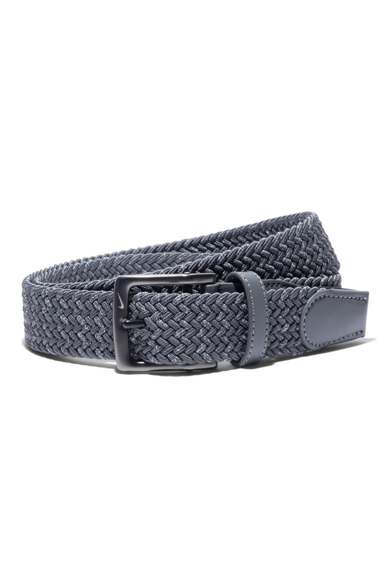 Woven Stretch Belt, Main, color, DARK GREY