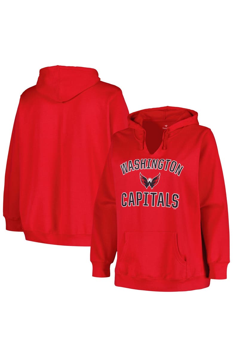 PROFILE Women's Profile Red Washington Capitals Plus Size Arch Over Logo Pullover Hoodie, Main, color, Red