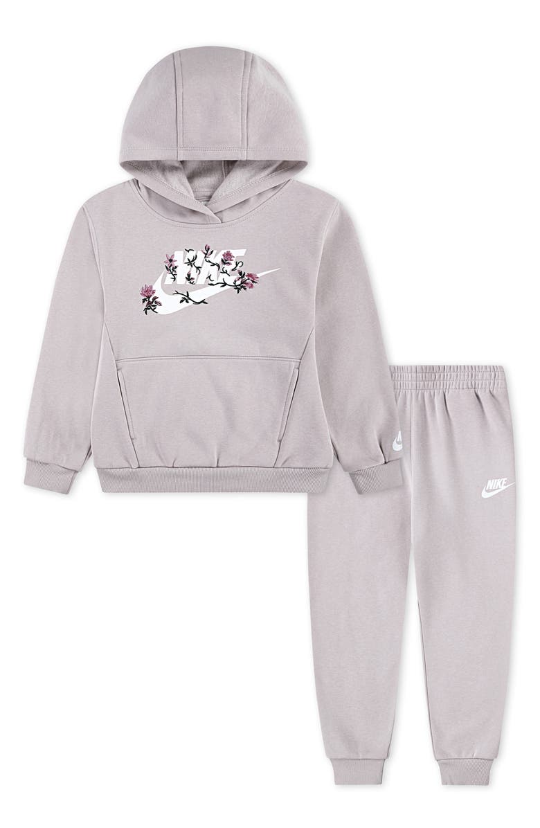 Nike Kids' Floral Futura Hoodie & Joggers Set, Main, color, Platinum Violet