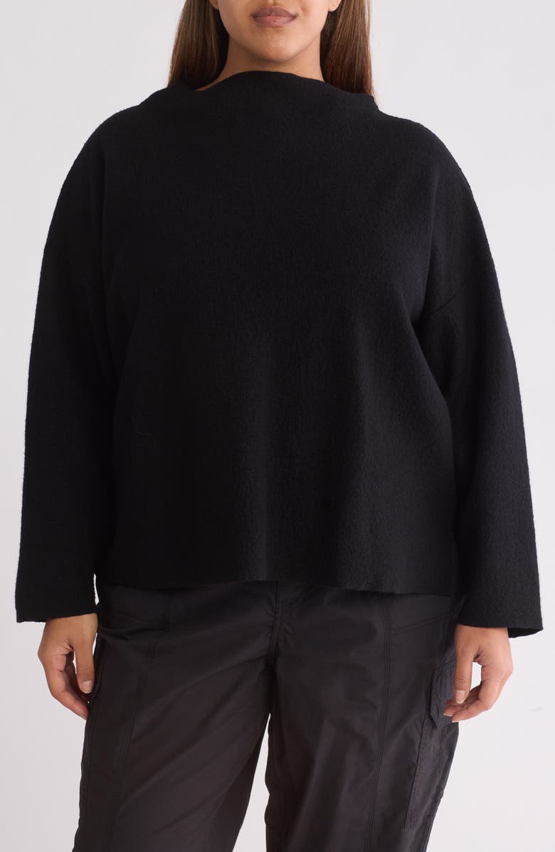 Eileen Fisher Boxy Wool Top, Main, color, Black