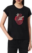 AllSaints Andrea Anna Embellished Beaded Heart T-Shirt