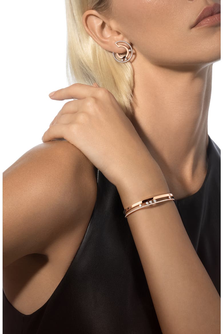 Move Romane 18K Gold & Diamond Hoop Earrings, Alternate, color, ROSE GOLD