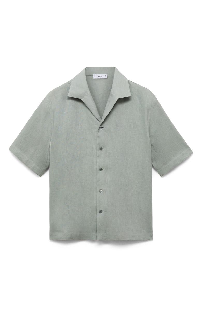MANGO Short Sleeve Linen Button-Up Shirt, Alternate, color, 