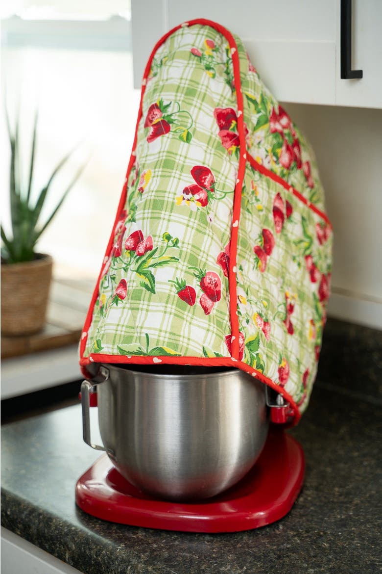 Strawberry Gingham Stand Mixer Cozy, Alternate, color, Green