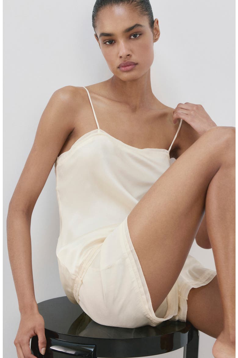 Lace Trim Satin Pajama Camisole, Alternate, color, IVORY WHITE